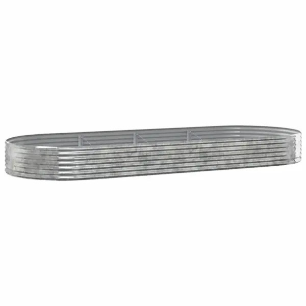 Ovaalne aia taimekast, galvaniseeritud terasest, hõbedane, 373 x 140 x 36 cm – 2