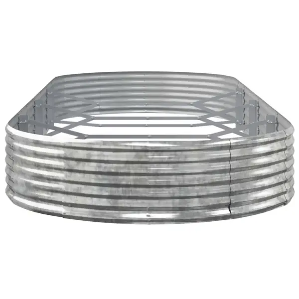 Ovaalne aia taimekast, galvaniseeritud terasest, hõbedane, 373 x 140 x 36 cm – 4