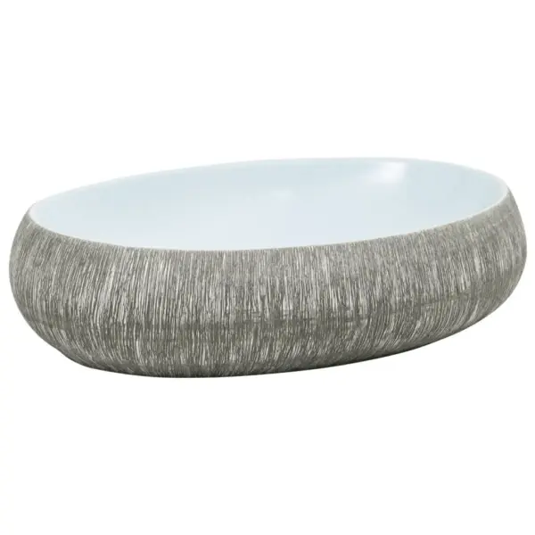 Tööpinnale paigaldatav ovaalne keraamiline valamu, hall-sinine, 59 x 40 x 15 cm – 2