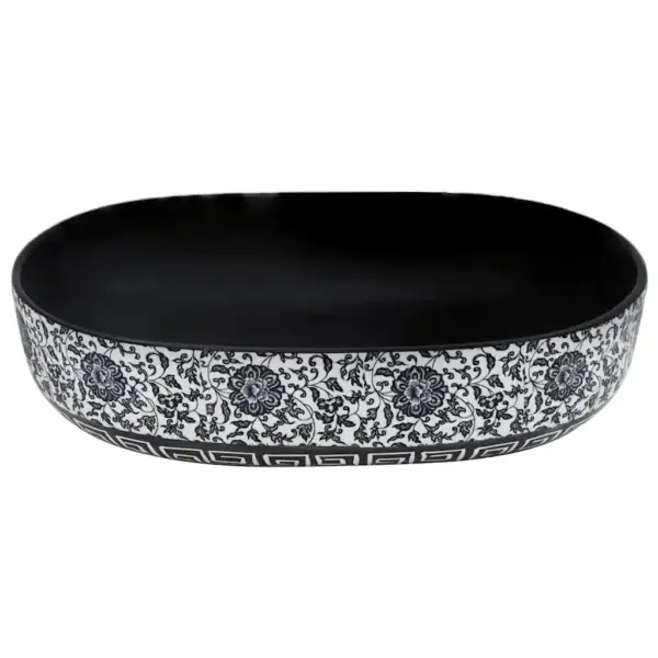 Ovaalne tööpinnale paigaldatav keraamiline valamu, must ja sinine, 59 x 40 x 14 cm – 4