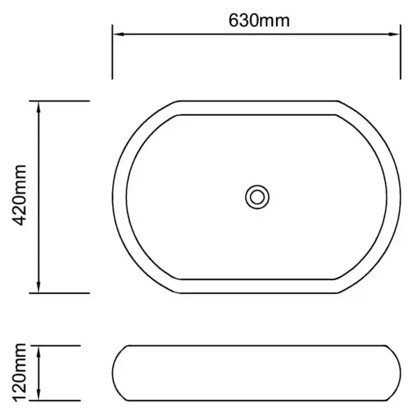 Ovaalne keraamiline vannitoa valamu kapi peale segistiga, valge, 630 x 420 x 120 mm – 11