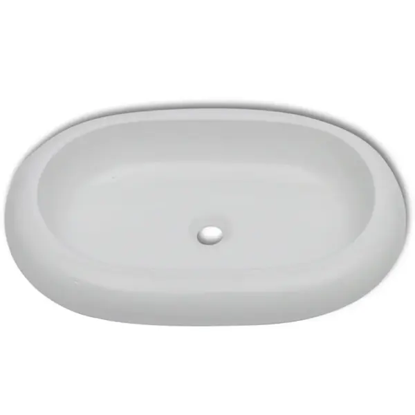 Ovaalne keraamiline vannitoa valamu kapi peale segistiga, valge, 630 x 420 x 120 mm – 3