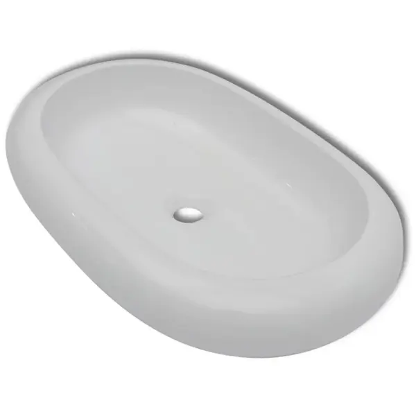Ovaalne keraamiline vannitoa valamu kapi peale segistiga, valge, 630 x 420 x 120 mm – 4