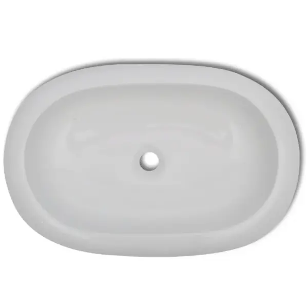 Ovaalne keraamiline vannitoa valamu kapi peale segistiga, valge, 630 x 420 x 120 mm – 6