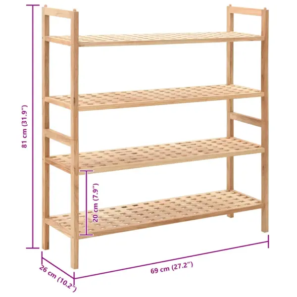 Pähklipuidust kingariiul 4 riiuliga, 69 x 26 x 81 cm - 6