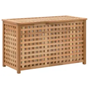 Võrekujundusega pesukast eemaldatava kotiga, pähklipuit ja vineer, 77,5 x 37,5 x 46,5 cm