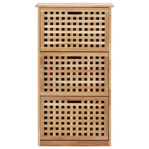 Võredisainiga kingakapp 3 sahtliga, tugev pähklipuit ja vineer, naturaalne, 55 x 20 x 104 cm – 3