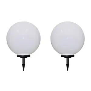 Päikesepatareiga LED aiateevalgustid valguspall 50 cm, 2 tk, vaiaga