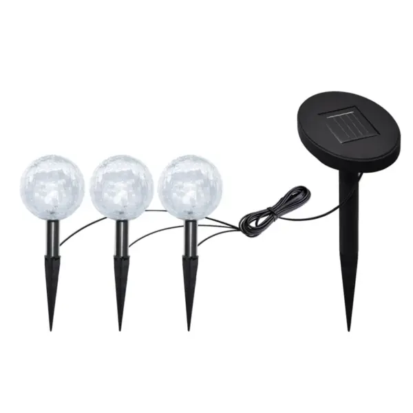 Päikesepaneeliga LED aialambid maavaiadega, 6 tk, külmvalge valgus, 9,5 cm valguspallid – 3