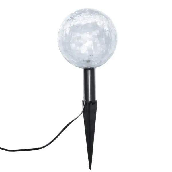 Päikesepaneeliga LED aialambid maavaiadega, 6 tk, külmvalge valgus, 9,5 cm valguspallid – 6