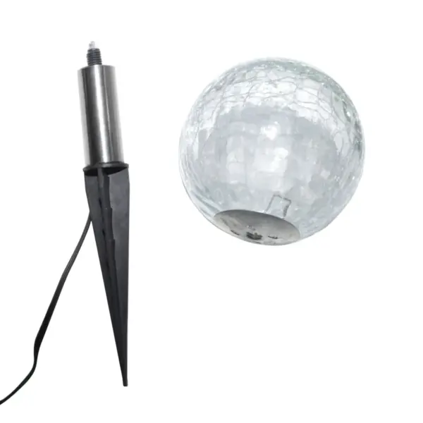 Päikesepaneeliga LED aialambid maavaiadega, 6 tk, külmvalge valgus, 9,5 cm valguspallid – 7