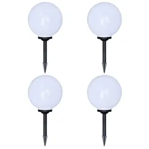 Päikesepatareiga LED aia teevalgustid vaiaga, 4 tk, palli läbimõõt 30 cm