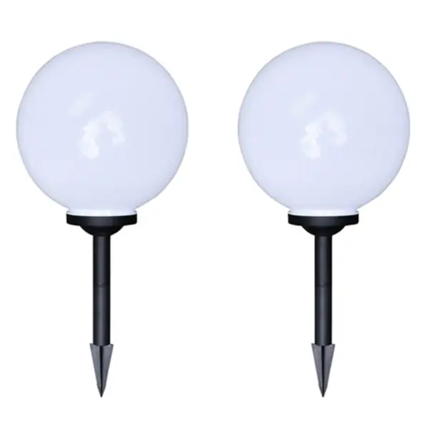 Päikesepatareiga LED aia teevalgustid vaiaga, 4 tk, palli läbimõõt 30 cm – 2