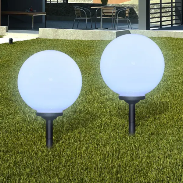 Päikesepatareiga LED aia teevalgustid vaiaga, 4 tk, palli läbimõõt 30 cm – 3