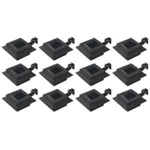 Päikesepatareiga kandilised LED-aiavalgustid, 12 tk, must, 12 x 6,5 cm