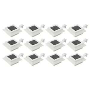 Päikesepatareiga LED aiavalgustid, kandilised, 12 cm, külm valge, 12 tk, valge