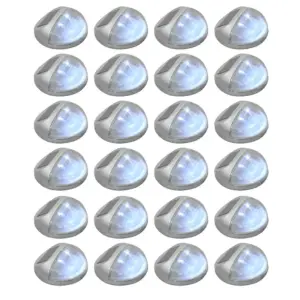 Päikesepatareiga LED seinalambid, 24 tk, ümmargused, hõbedased, IP44, 11 x 5 cm