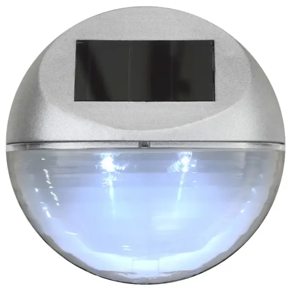 Päikesepatareiga LED seinalambid, 24 tk, ümmargused, hõbedased, IP44, 11 x 5 cm – 6