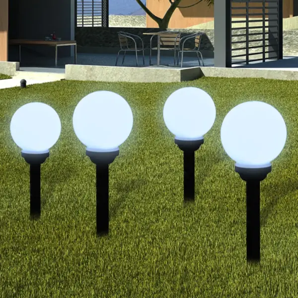 Päikesetoitel LED teevalgustid valguspallidega, 8 tk, valge, palli läbimõõt 15 cm – 3