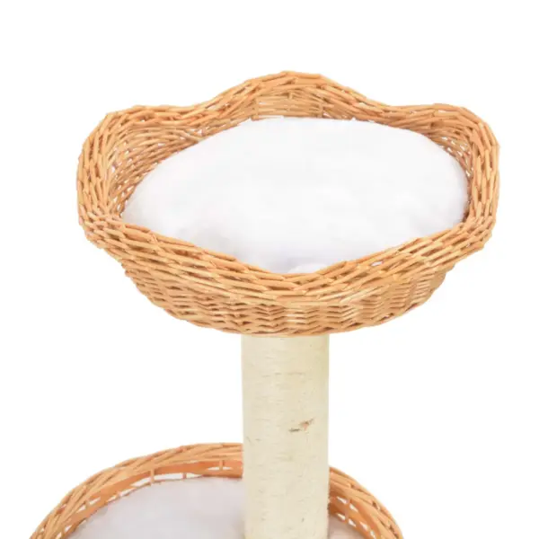 Pajupuidust kassimaja kraapimispuuga, naturaalne, 94 cm – 4