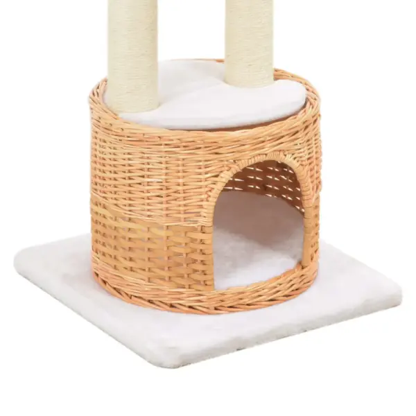 Pajupuidust kassimaja kraapimispuuga, naturaalne, 94 cm – 5