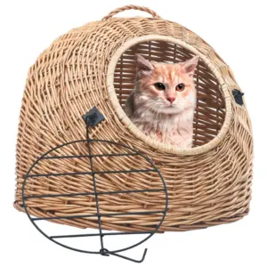 Pajust kassi transpordipuur silmusega, pruun, 50 x 42 x 40 cm