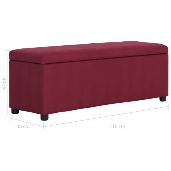 Panipaigaga polsterdatud pink, veinipunane polüester, 116 cm – 8