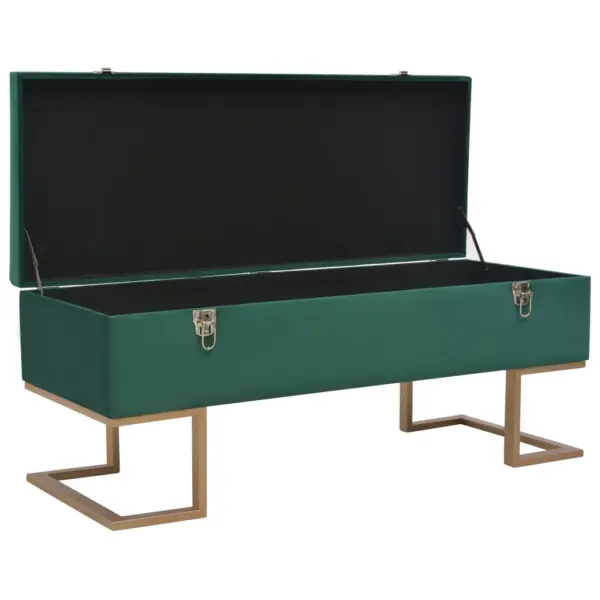 Panipaigaga sametist esiku- ja elutoapink, roheline ja kuldne, 105 cm – 2