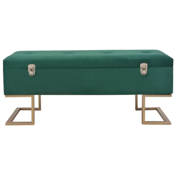 Panipaigaga sametist esiku- ja elutoapink, roheline ja kuldne, 105 cm – 3
