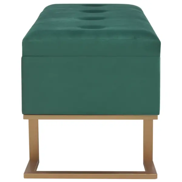 Panipaigaga sametist esiku- ja elutoapink, roheline ja kuldne, 105 cm – 4