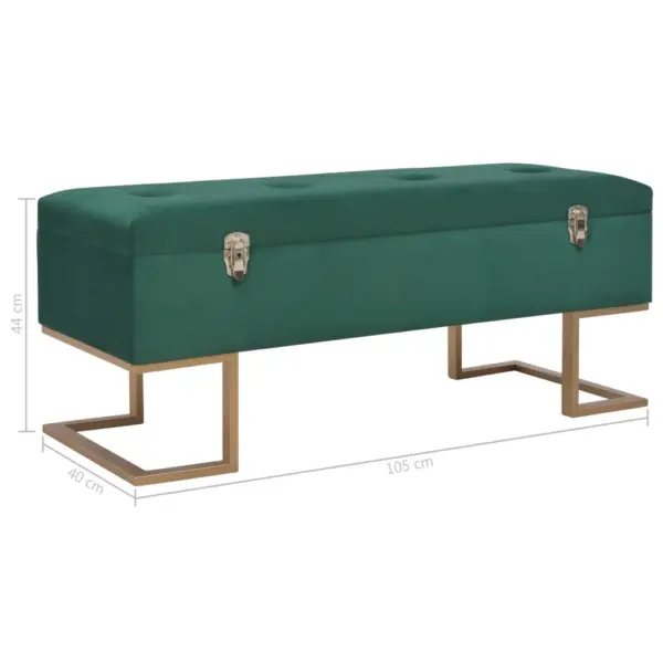 Panipaigaga sametist esiku- ja elutoapink, roheline ja kuldne, 105 cm – 7