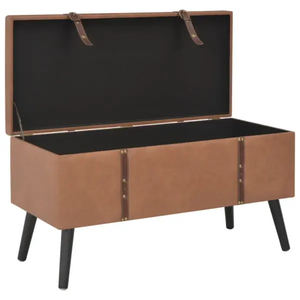 Panipaigaga tumbade komplekt 3 tk, pruun kunstnahk, puidust jalad – 7