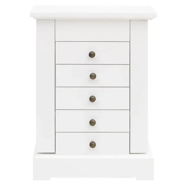 Peegliga ehtekarp 5 sahtli ja konksudega, MDF, valge ja helepruun, 25 x 13,5 x 34 cm – 3