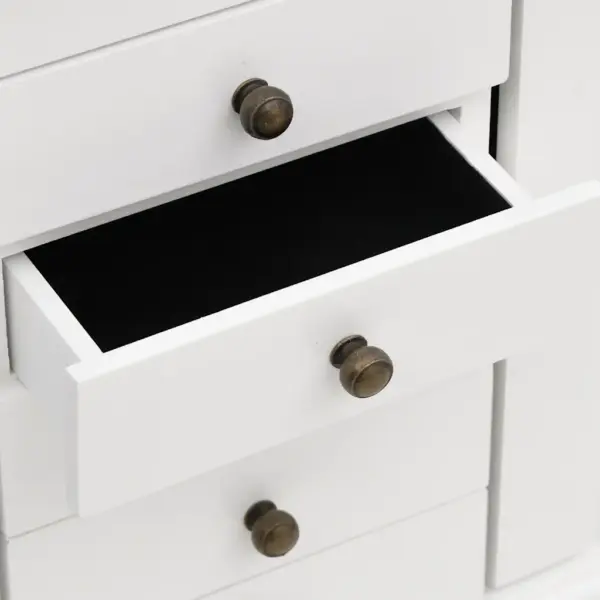 Peegliga ehtekarp 5 sahtli ja konksudega, MDF, valge ja helepruun, 25 x 13,5 x 34 cm – 9