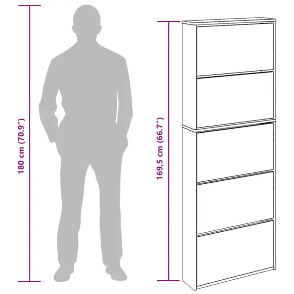Peegliga kingakapi komplekt, 5 allatõmmatavat sahtlit, tamm, 63 x 17 x 169,5 cm – 9