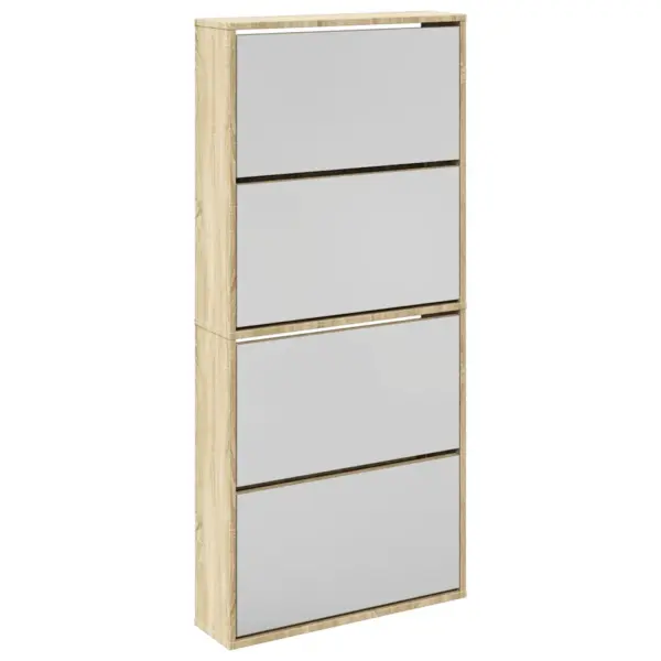 Peegliga nelja sahtliga kingakapp, tammepuidu tooniga tehispuit, 63 x 17 x 134 cm – 2