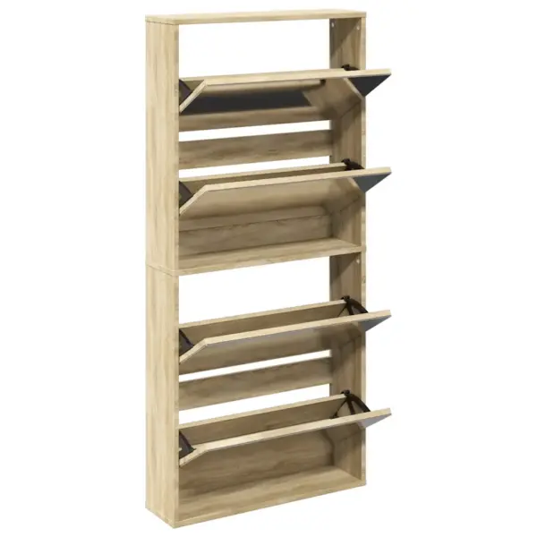 Peegliga nelja sahtliga kingakapp, tammepuidu tooniga tehispuit, 63 x 17 x 134 cm – 3