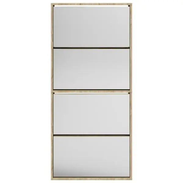 Peegliga nelja sahtliga kingakapp, tammepuidu tooniga tehispuit, 63 x 17 x 134 cm – 4