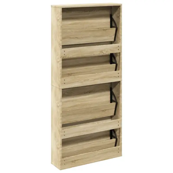 Peegliga nelja sahtliga kingakapp, tammepuidu tooniga tehispuit, 63 x 17 x 134 cm – 6