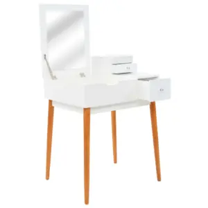 Peegliga tualettlaud eheteriiuli ja sahtlitega, valge/pruun MDF, 60 x 50 x 86 cm