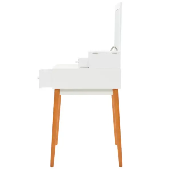 Peegliga tualettlaud eheteriiuli ja sahtlitega, valge/pruun MDF, 60 x 50 x 86 cm – 11