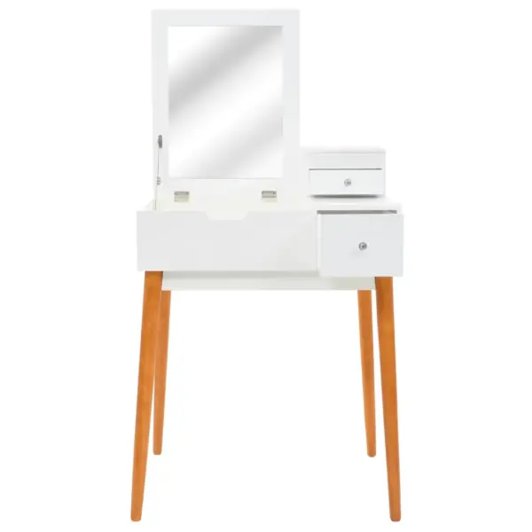 Peegliga tualettlaud eheteriiuli ja sahtlitega, valge/pruun MDF, 60 x 50 x 86 cm – 12