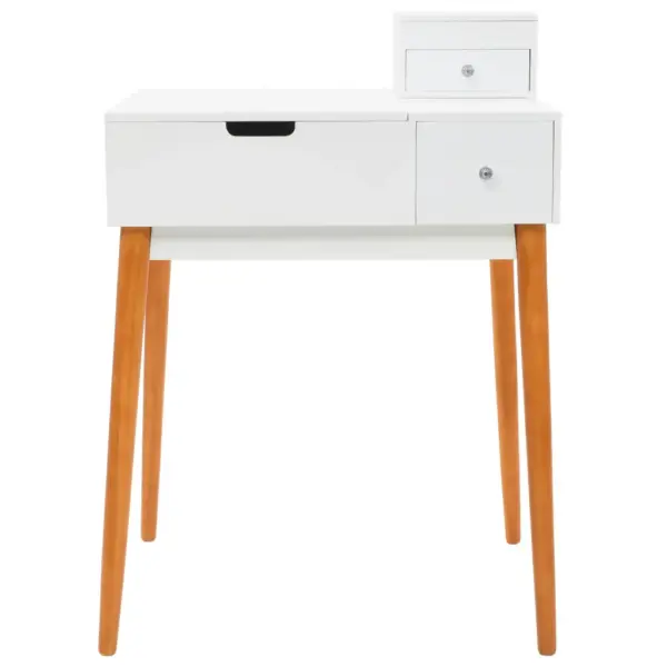 Peegliga tualettlaud eheteriiuli ja sahtlitega, valge/pruun MDF, 60 x 50 x 86 cm – 7
