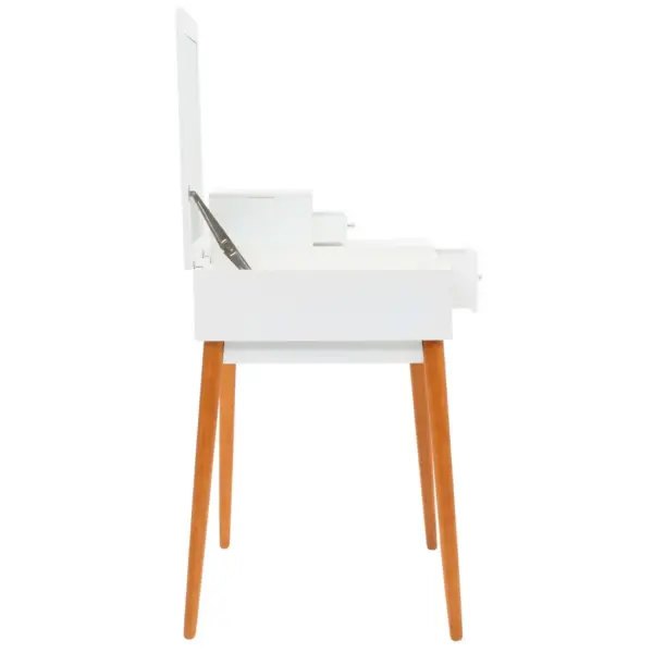 Peegliga tualettlaud eheteriiuli ja sahtlitega, valge/pruun MDF, 60 x 50 x 86 cm – 10
