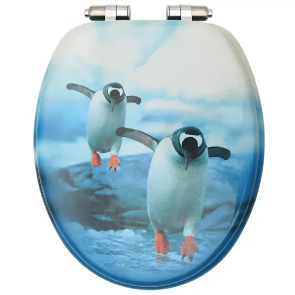 Pehmelt sulguvad WC prill-lauad pingviinimustriga, MDF, 2 tk – 5