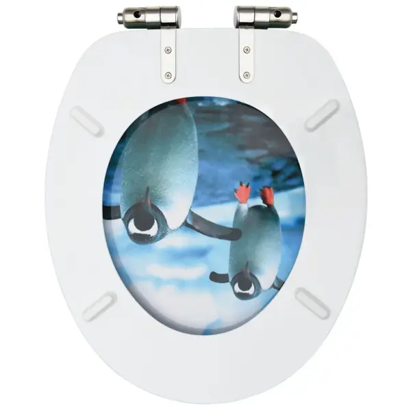 Pehmelt sulguvad WC prill-lauad pingviinimustriga, MDF, 2 tk – 6