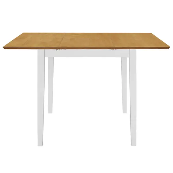 5-osaline pikendatav söögitoa komplekt, valge/pruun, kummipuu ja MDF – 4