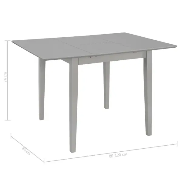 Pikendatav hall söögilaud kummipuu raamiga, MDF-plaadiga, (80–120) x 80 x 74 cm - 6