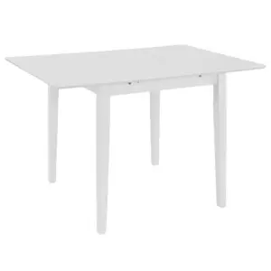 Pikendatav söögilaud, valge, kummipuust raam ja MDF-plaadiga, 80–120 x 80 x 74 cm