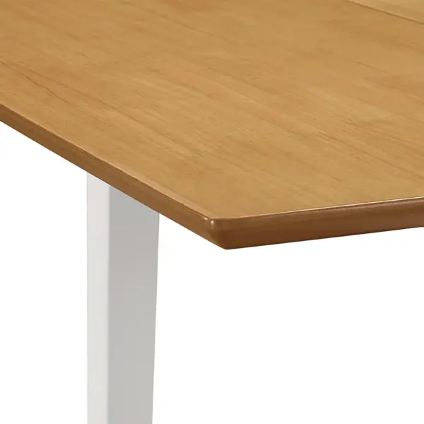 Pikendatav valge söögilaud pruuni kummipuuspooniga MDF-lauaplaadiga, 80–120 x 80 x 74 cm - 5